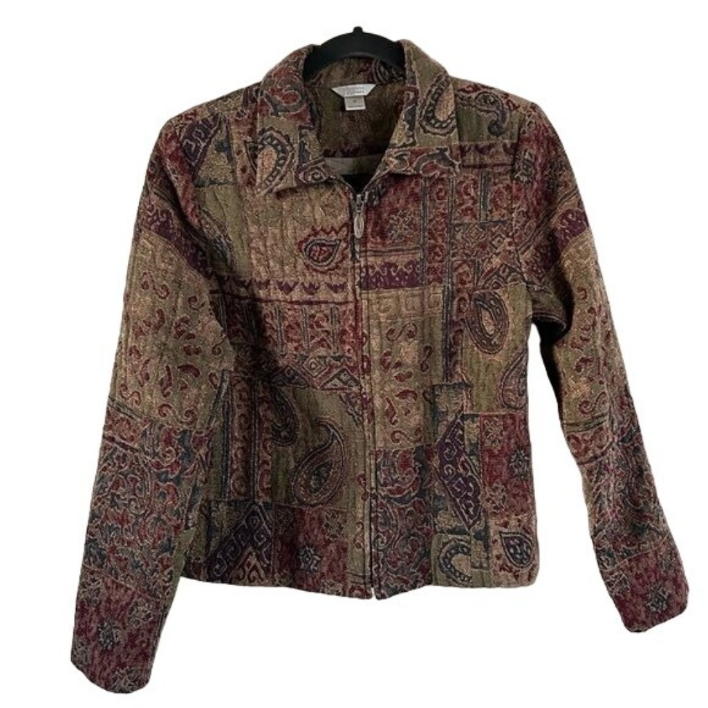 Christopher & Banks Tapestry Zip Jacket, Size Medium